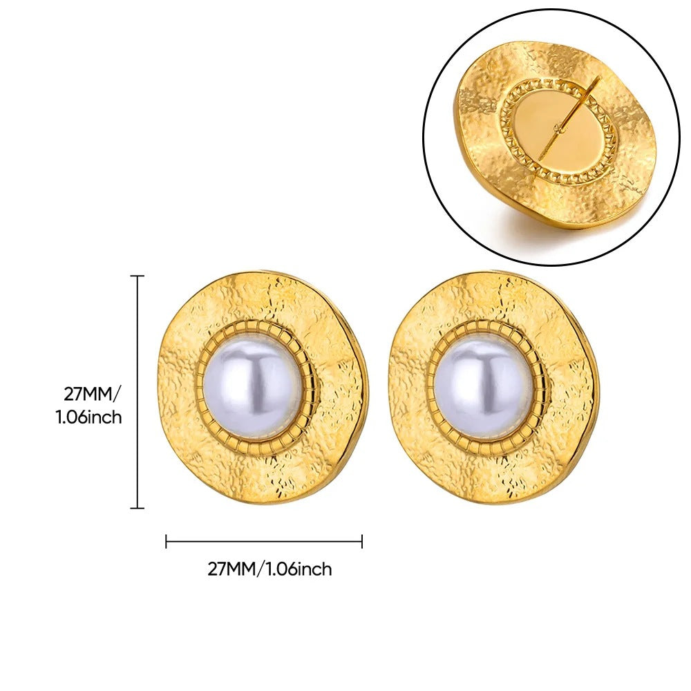 Dandelion Round Geometric Stud Earrings For Women In Durable 304 Stainless Steel