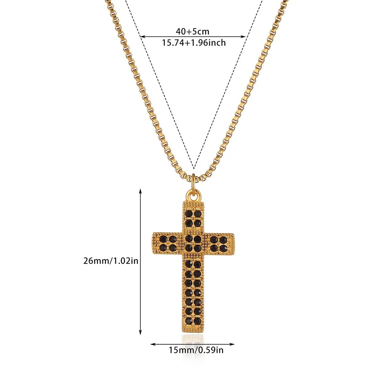 Unisex Cross Necklace For Everyday Wear Featuring PVD Coated Gold Plating On Durable 304 Stainless Steel
