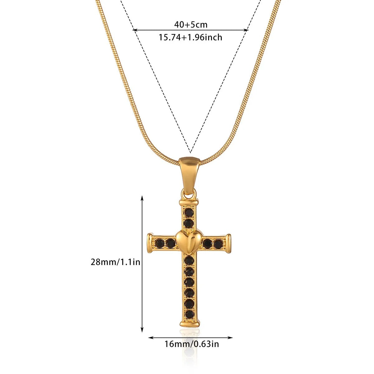 Unisex Cross Necklace For Everyday Wear Featuring PVD Coated Gold Plating On Durable 304 Stainless Steel