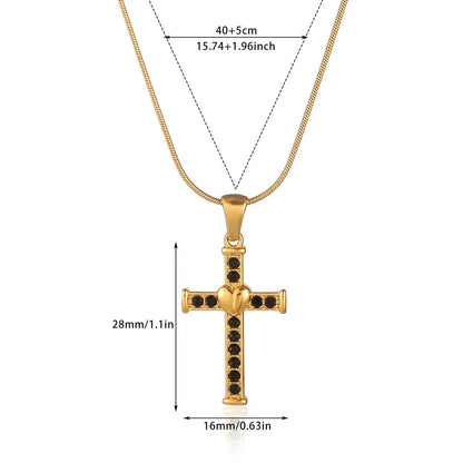 Unisex Cross Necklace For Everyday Wear Featuring PVD Coated Gold Plating On Durable 304 Stainless Steel