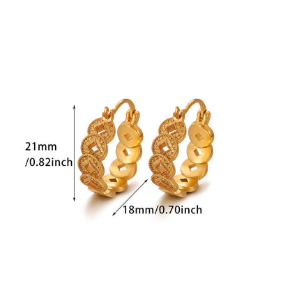 Coin Stud Earrings For Women In Copper Material Featuring Elegant Design