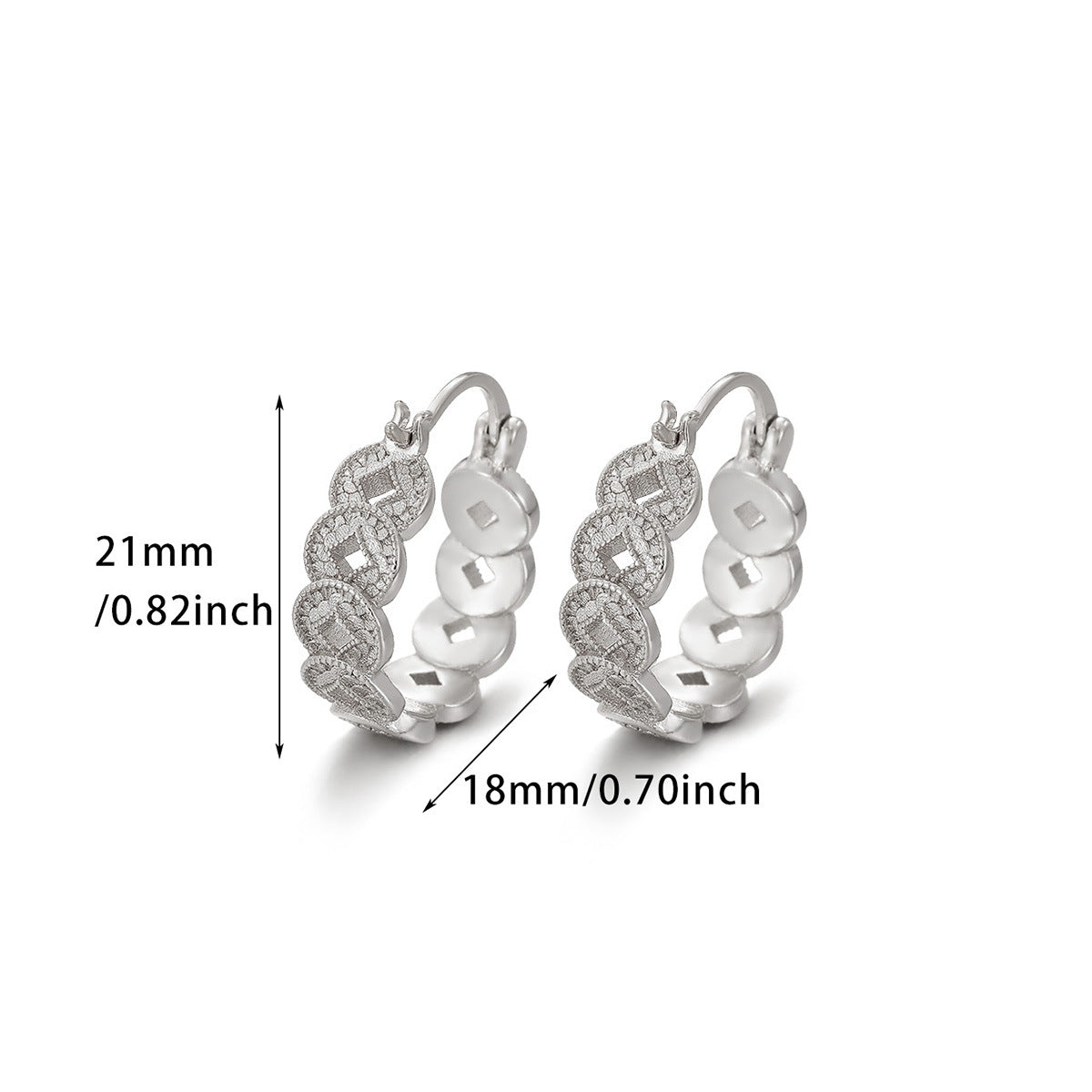 Coin Stud Earrings For Women In Copper Material Featuring Elegant Design