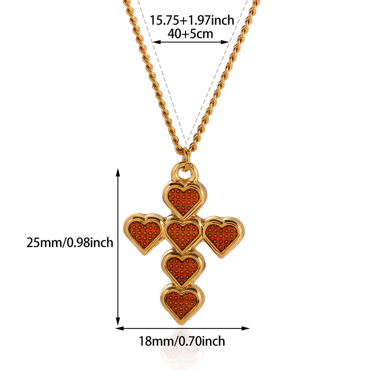 Unisex Cross Necklace For Everyday Wear Featuring PVD Coated Gold Plating On Durable 304 Stainless Steel