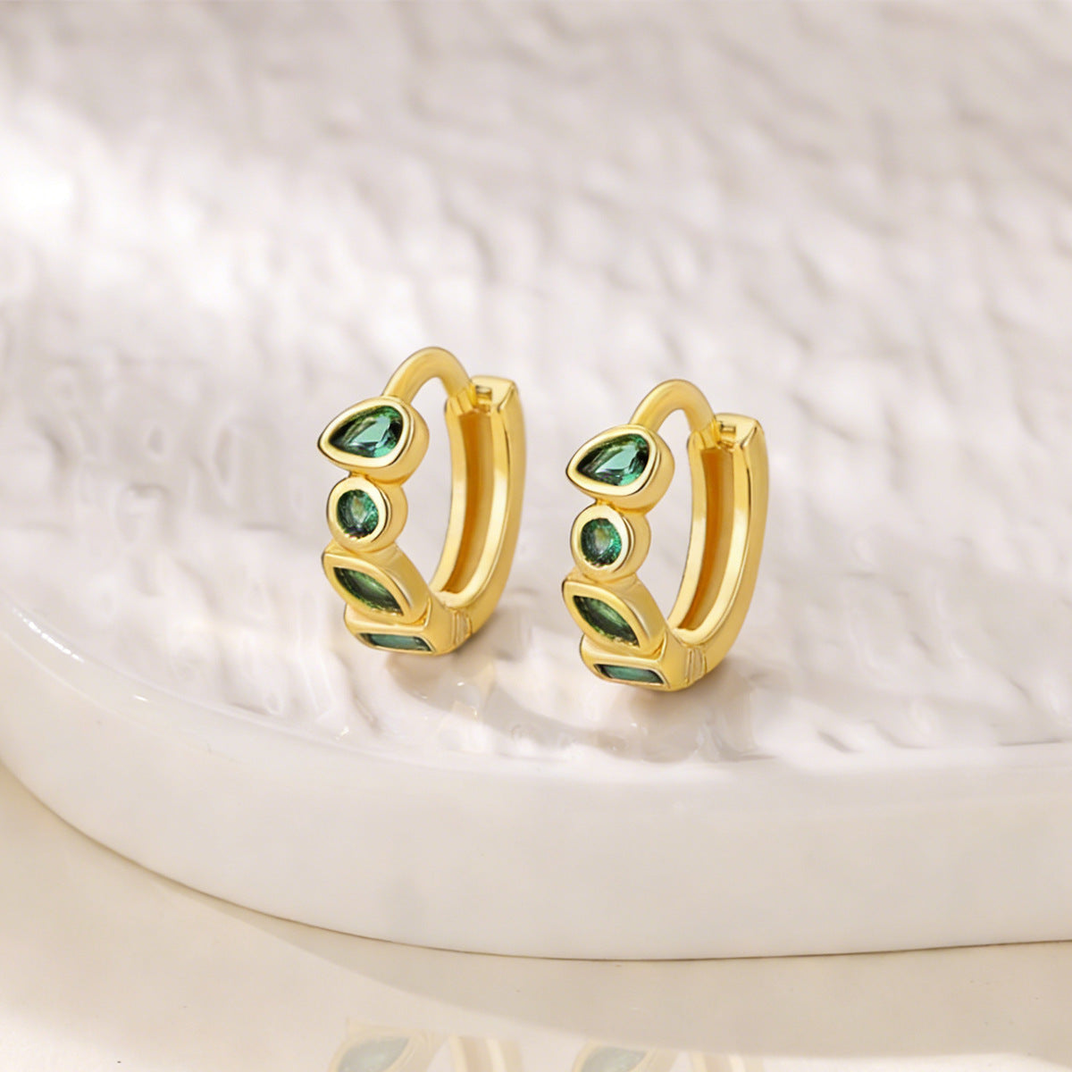 Geometric Earrings For Women In 18K Real Gold Plated Copper Featuring Zircon Inlay
