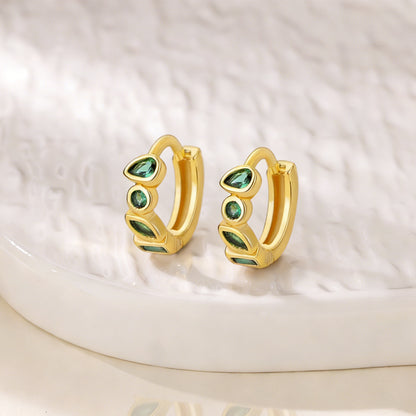 Geometric Earrings For Women In 18K Real Gold Plated Copper Featuring Zircon Inlay