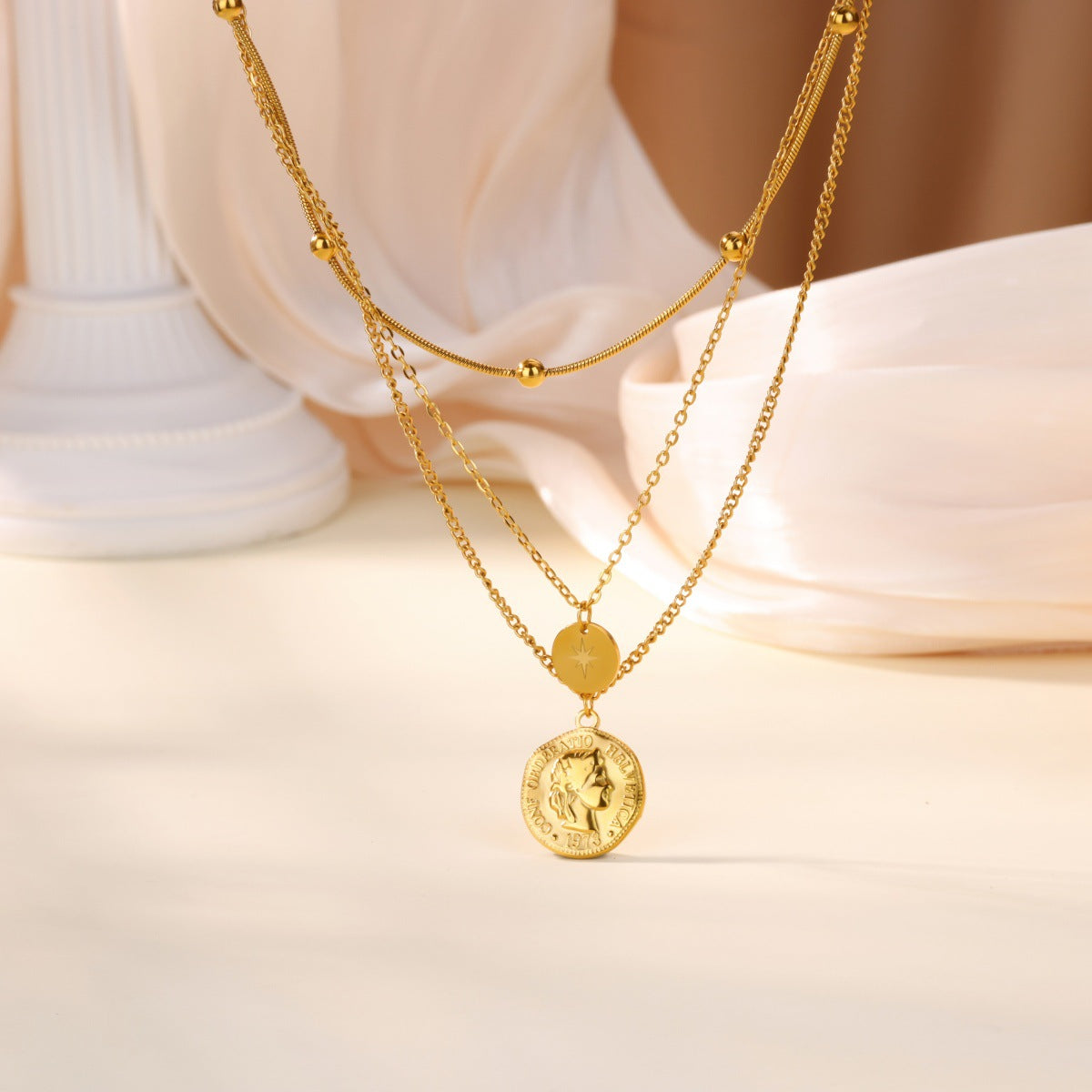 Punk Style Cross Necklace For Men And Women, 18K Real Gold Plated On Durable 304 Stainless Steel