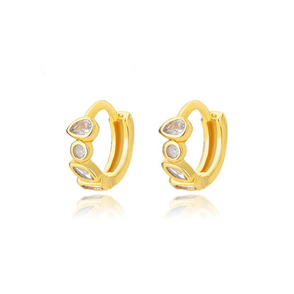 Geometric Earrings For Women In 18K Real Gold Plated Copper Featuring Zircon Inlay