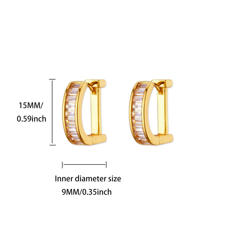 Geometric Earrings For Women In 18K Real Gold Plated Copper Featuring Zircon Inlay