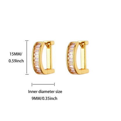 Geometric Earrings For Women In 18K Real Gold Plated Copper Featuring Zircon Inlay