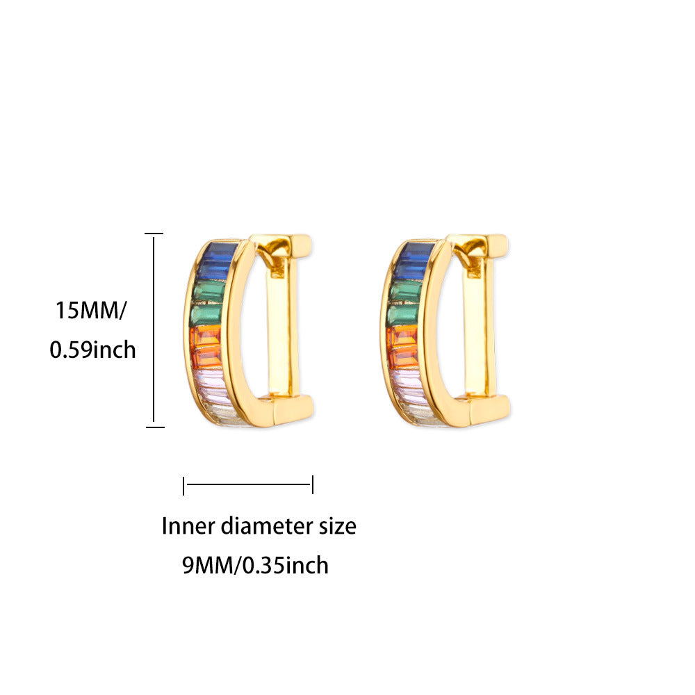 Geometric Earrings For Women In 18K Real Gold Plated Copper Featuring Zircon Inlay