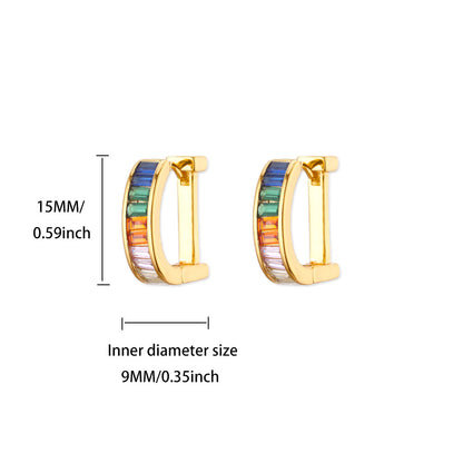 Geometric Earrings For Women In 18K Real Gold Plated Copper Featuring Zircon Inlay