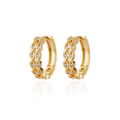 Geometric Earrings For Women In 18K Real Gold Plated Copper Featuring Zircon Inlay