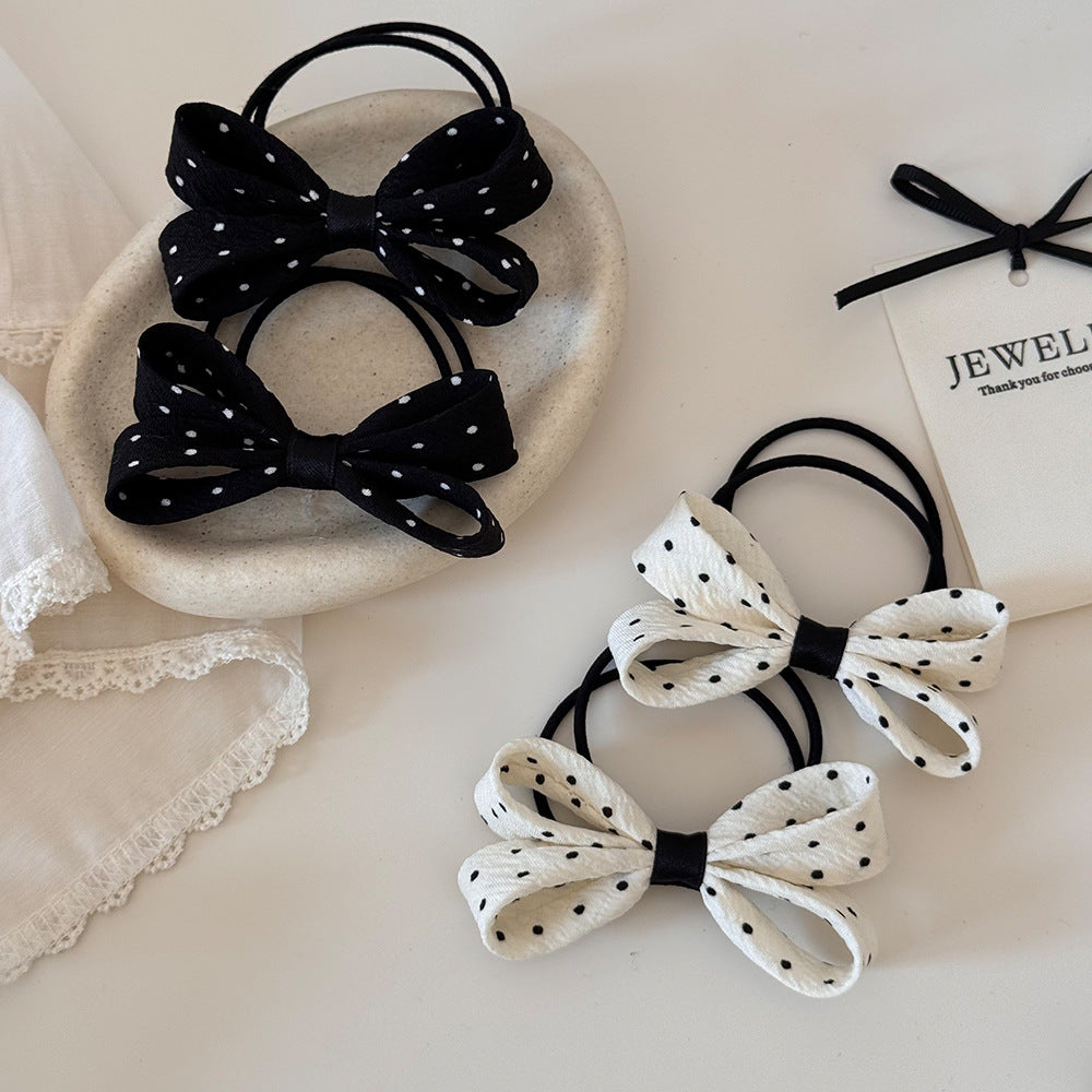 Sweet New Style Hair Tie With Polka Dots And Bow Knot, Stylish Hair Accessory