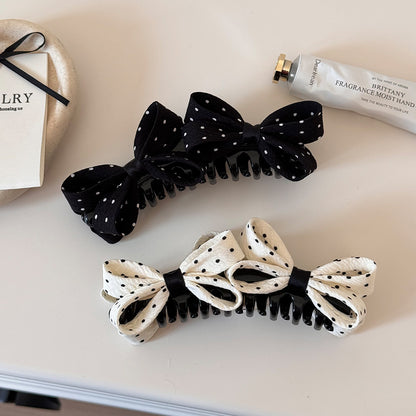 Retro Polka Dots Hair Claws With Bow Knot For Women Hair Accessories