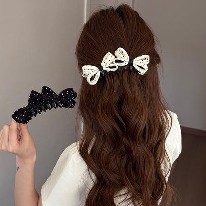 Retro Polka Dots Hair Claws With Bow Knot For Women Hair Accessories
