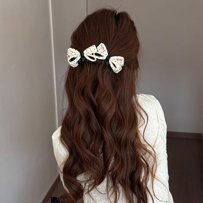 Retro Polka Dots Hair Claws With Bow Knot For Women Hair Accessories