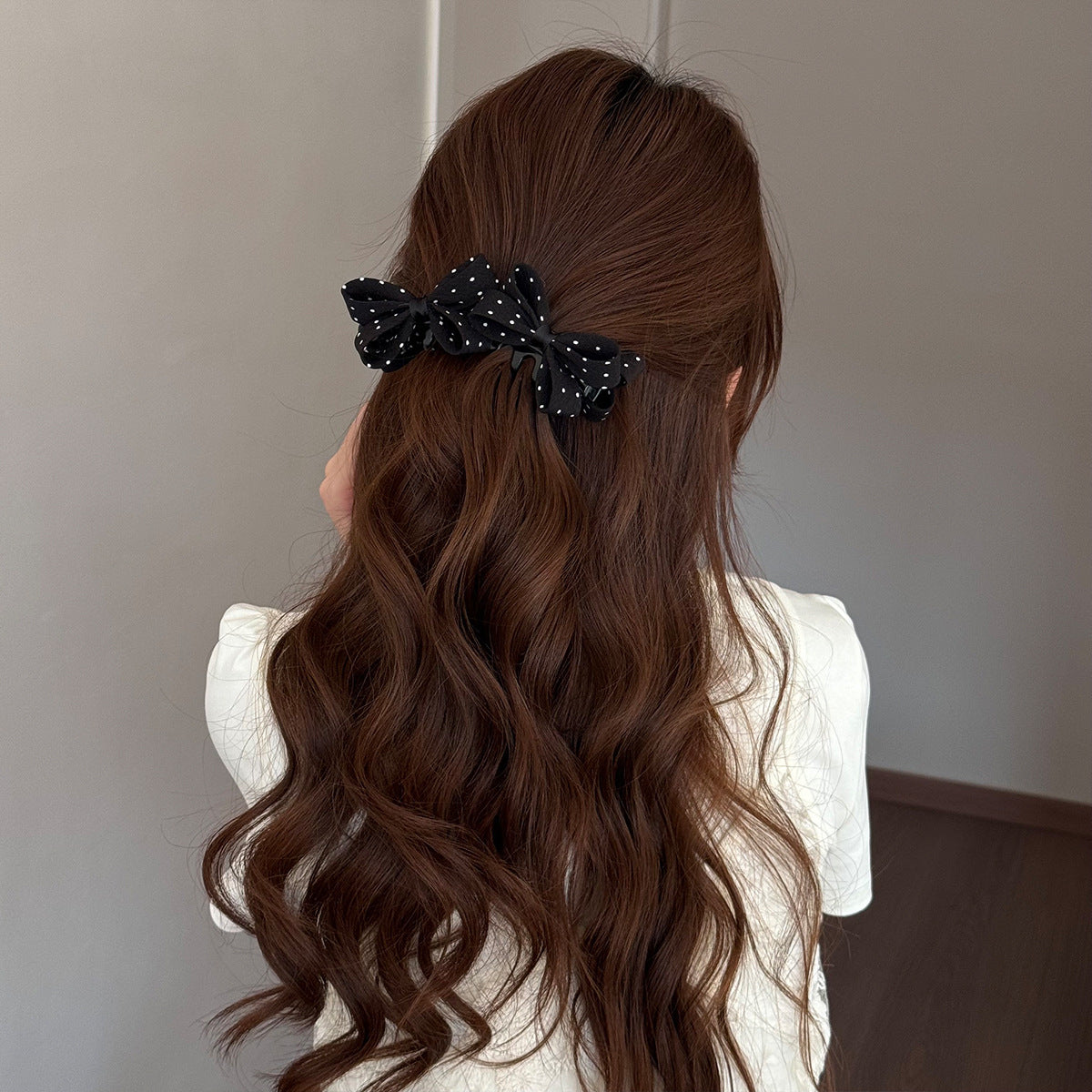 Retro Polka Dots Hair Claws With Bow Knot For Women Hair Accessories
