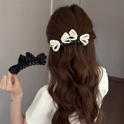 Retro Polka Dots Hair Claws With Bow Knot For Women Hair Accessories