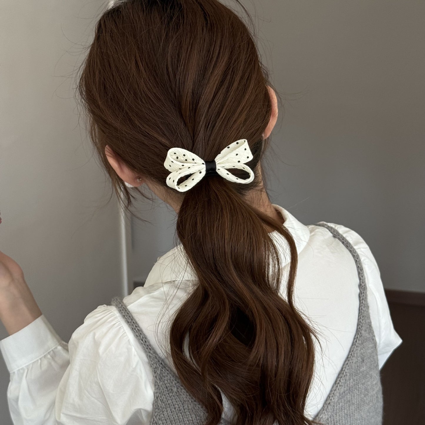 Sweet New Style Hair Tie With Polka Dots And Bow Knot, Stylish Hair Accessory