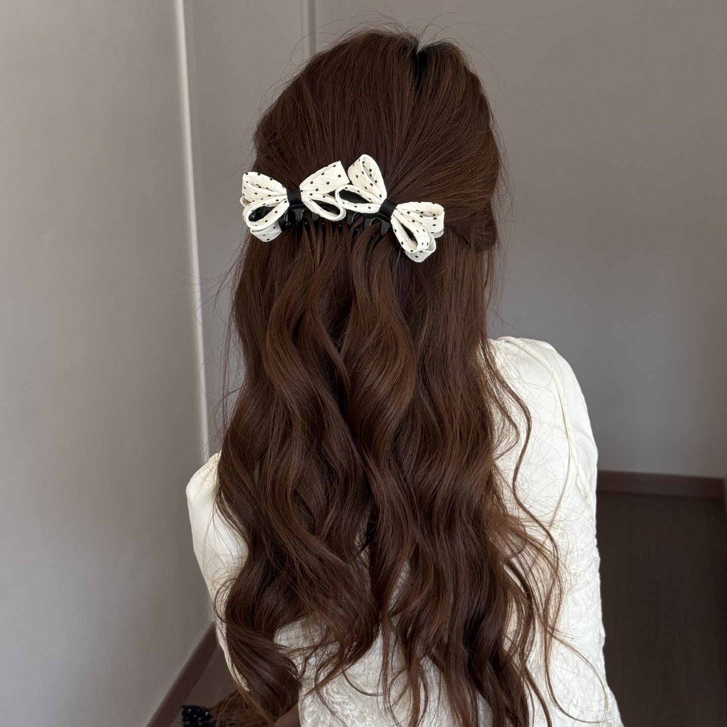 Retro Polka Dots Hair Claws With Bow Knot For Women Hair Accessories