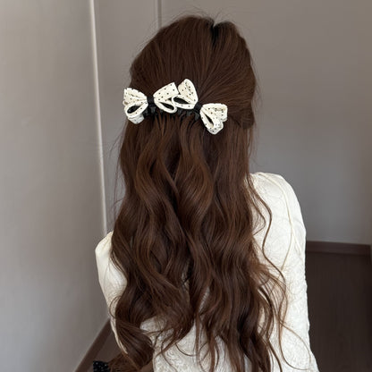 Retro Polka Dots Hair Claws With Bow Knot For Women Hair Accessories