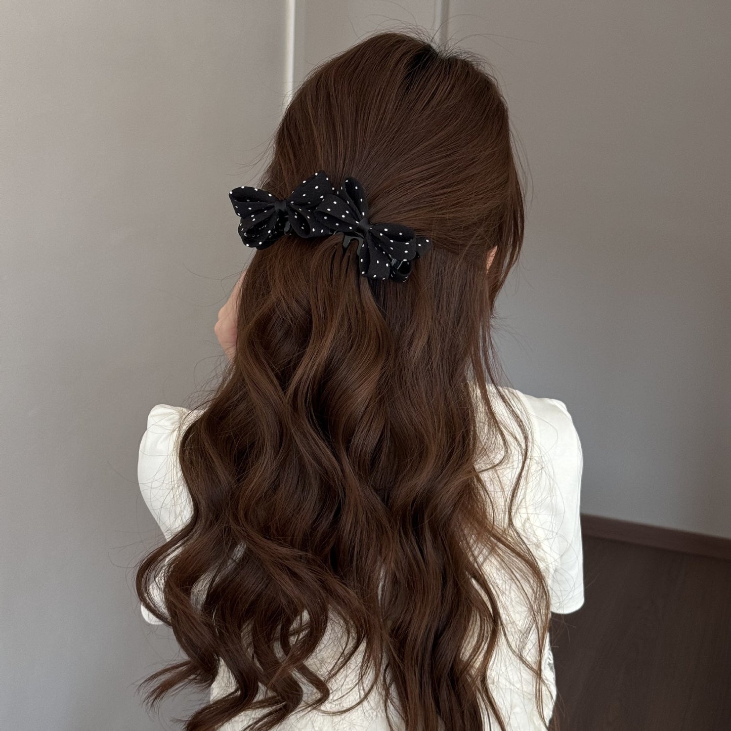 Retro Polka Dots Hair Claws With Bow Knot For Women Hair Accessories