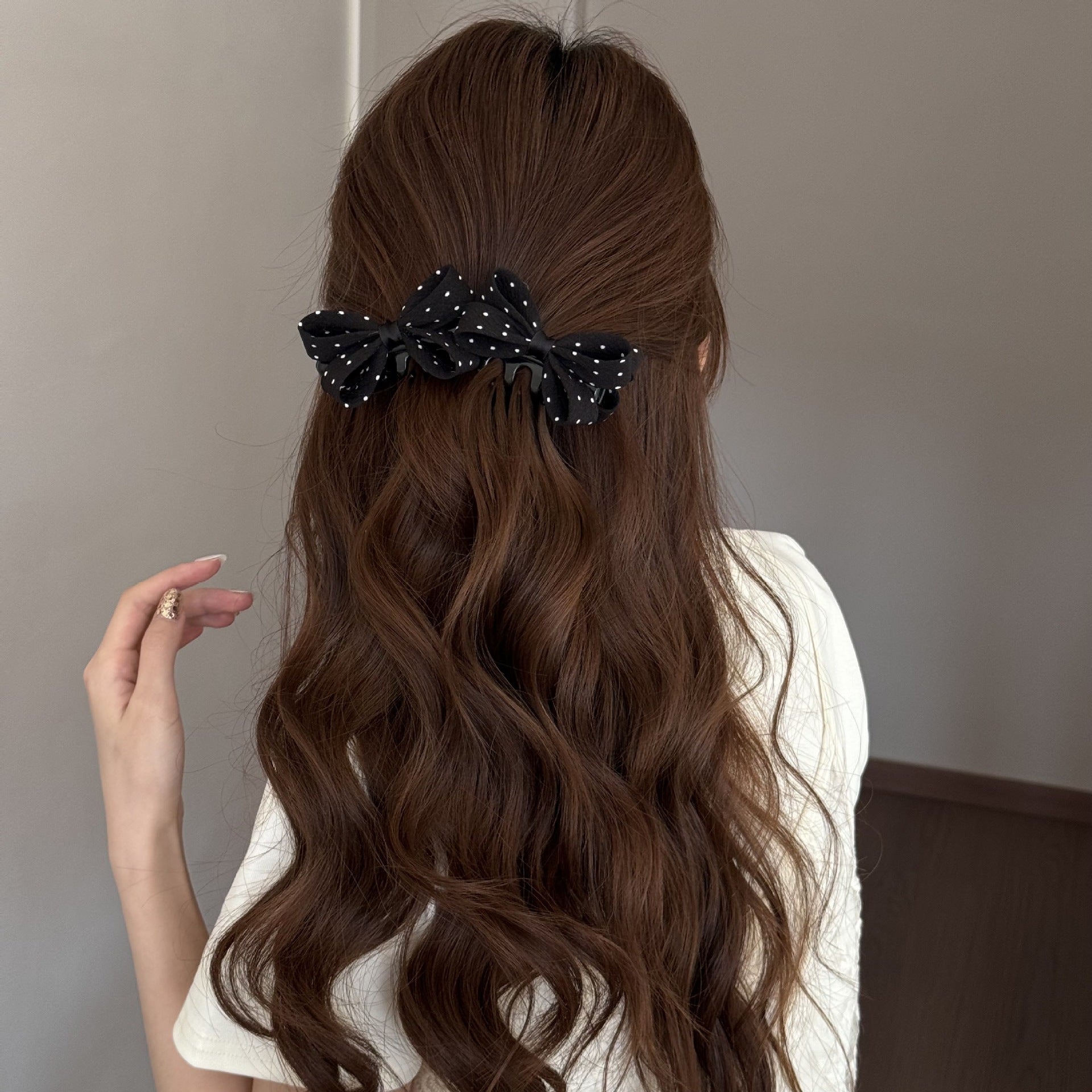 Retro Polka Dots Hair Claws With Bow Knot For Women Hair Accessories