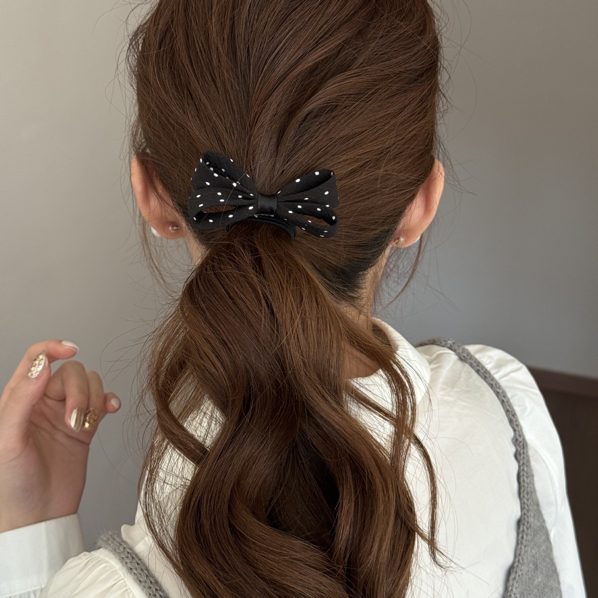 Sweet New Style Hair Tie With Polka Dots And Bow Knot, Stylish Hair Accessory