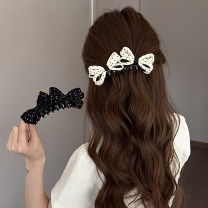 Retro Polka Dots Hair Claws With Bow Knot For Women Hair Accessories