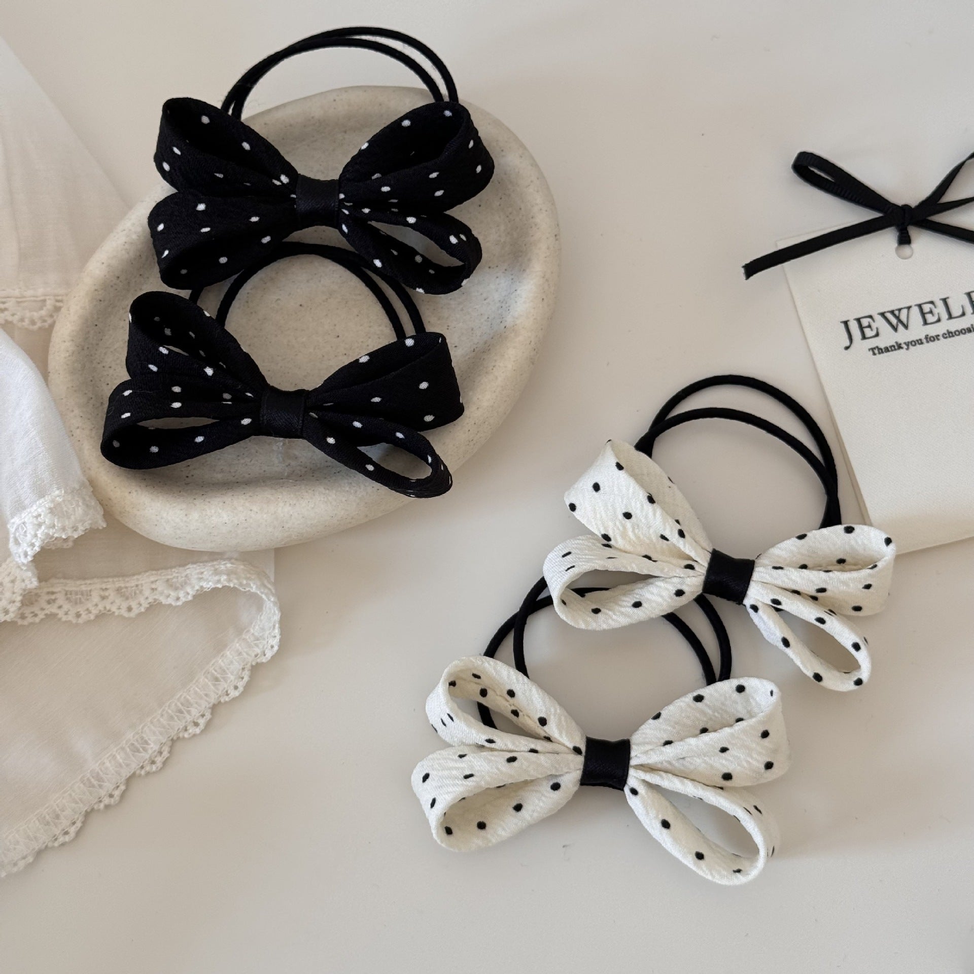 Sweet New Style Hair Tie With Polka Dots And Bow Knot, Stylish Hair Accessory