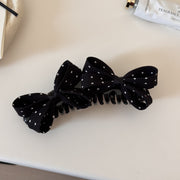 Black Polka Dot Bow-banana Clip