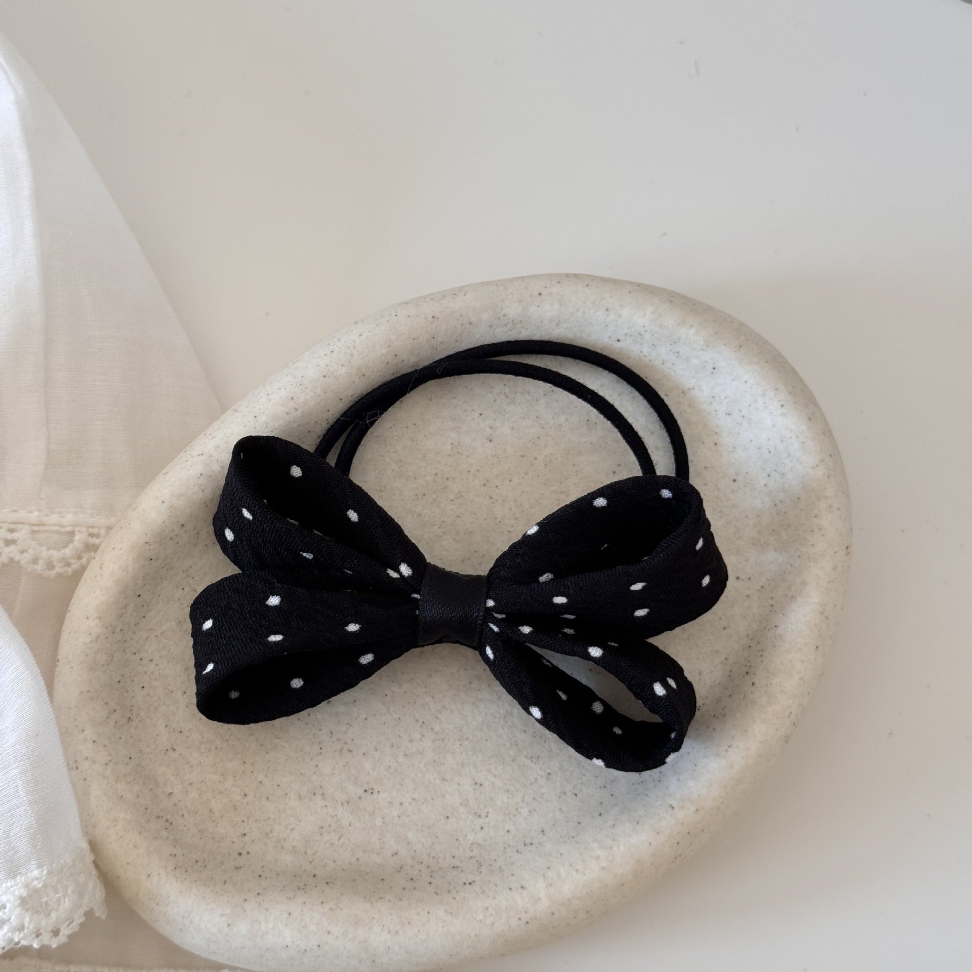 Sweet New Style Hair Tie With Polka Dots And Bow Knot, Stylish Hair Accessory