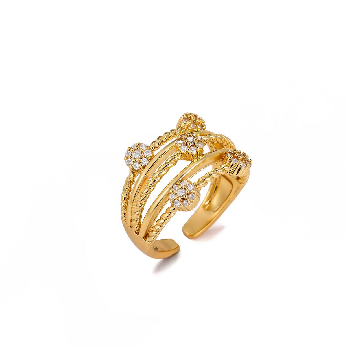 Retro Copper Cross Ring For Women Featuring Zircon Inlay, 1 Piece