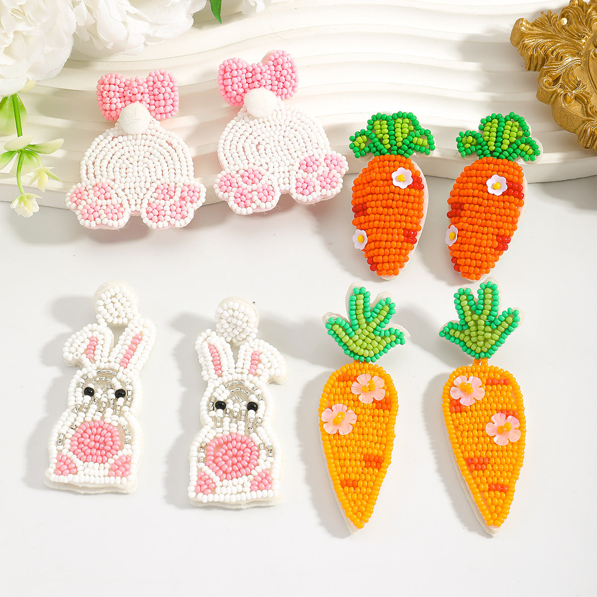 Cute Rabbit Earrings For Women, Plastic Material, Perfect For Easter Celebration
