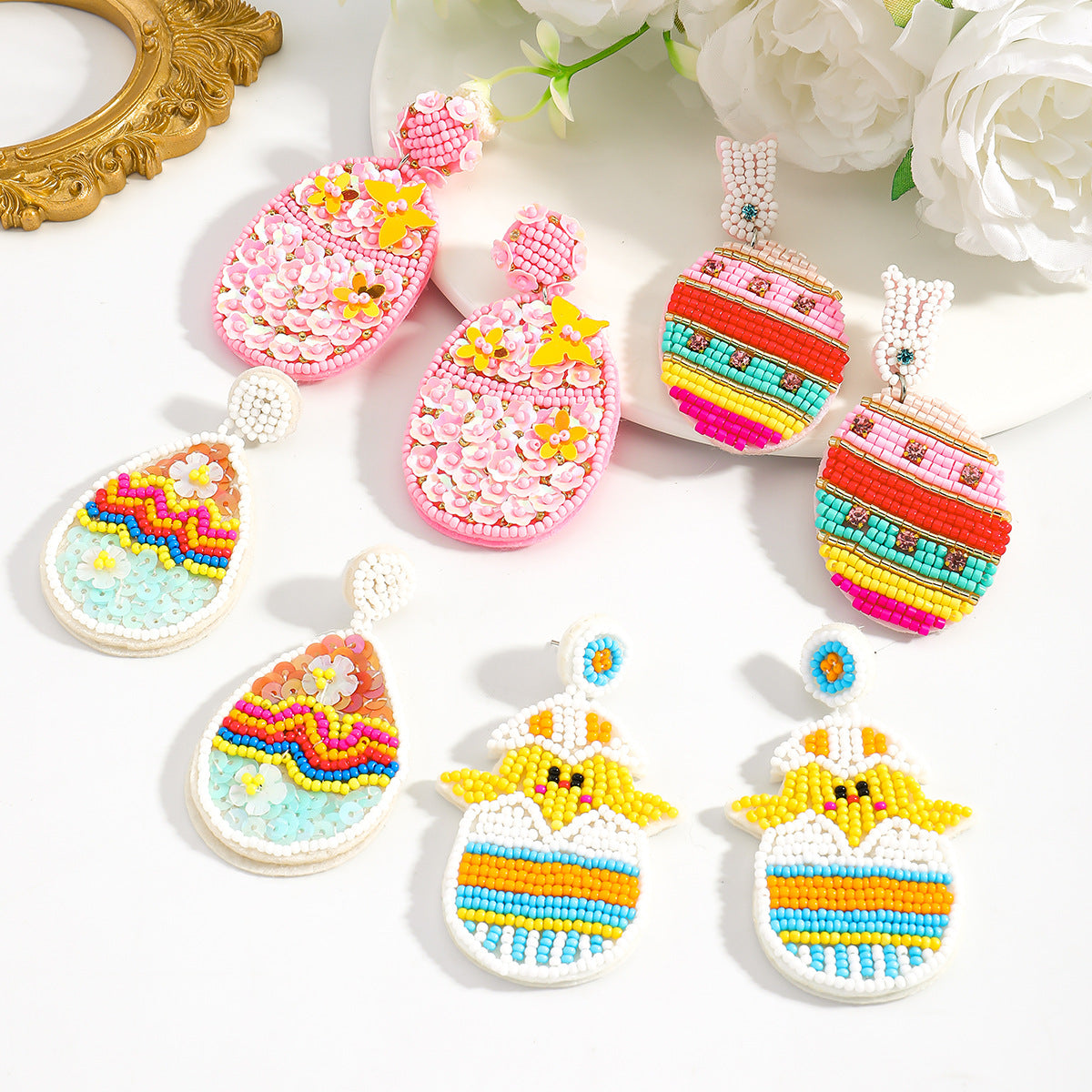 Flowers For Women Plastic Earrings, Perfect For Easter Celebration