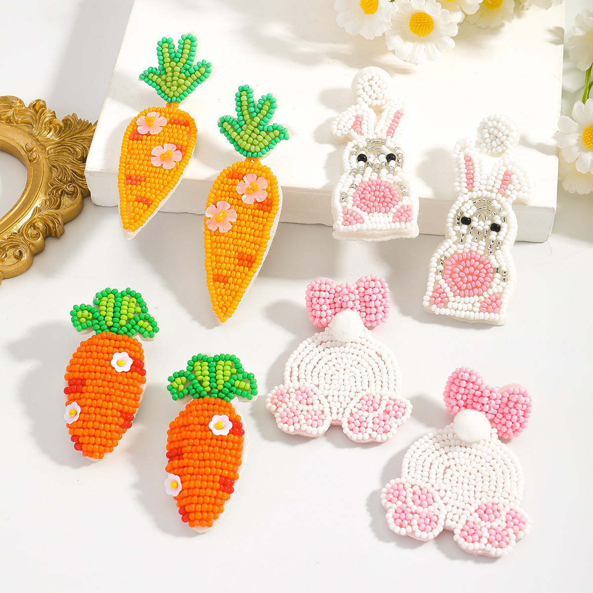 Cute Rabbit Earrings For Women, Plastic Material, Perfect For Easter Celebration