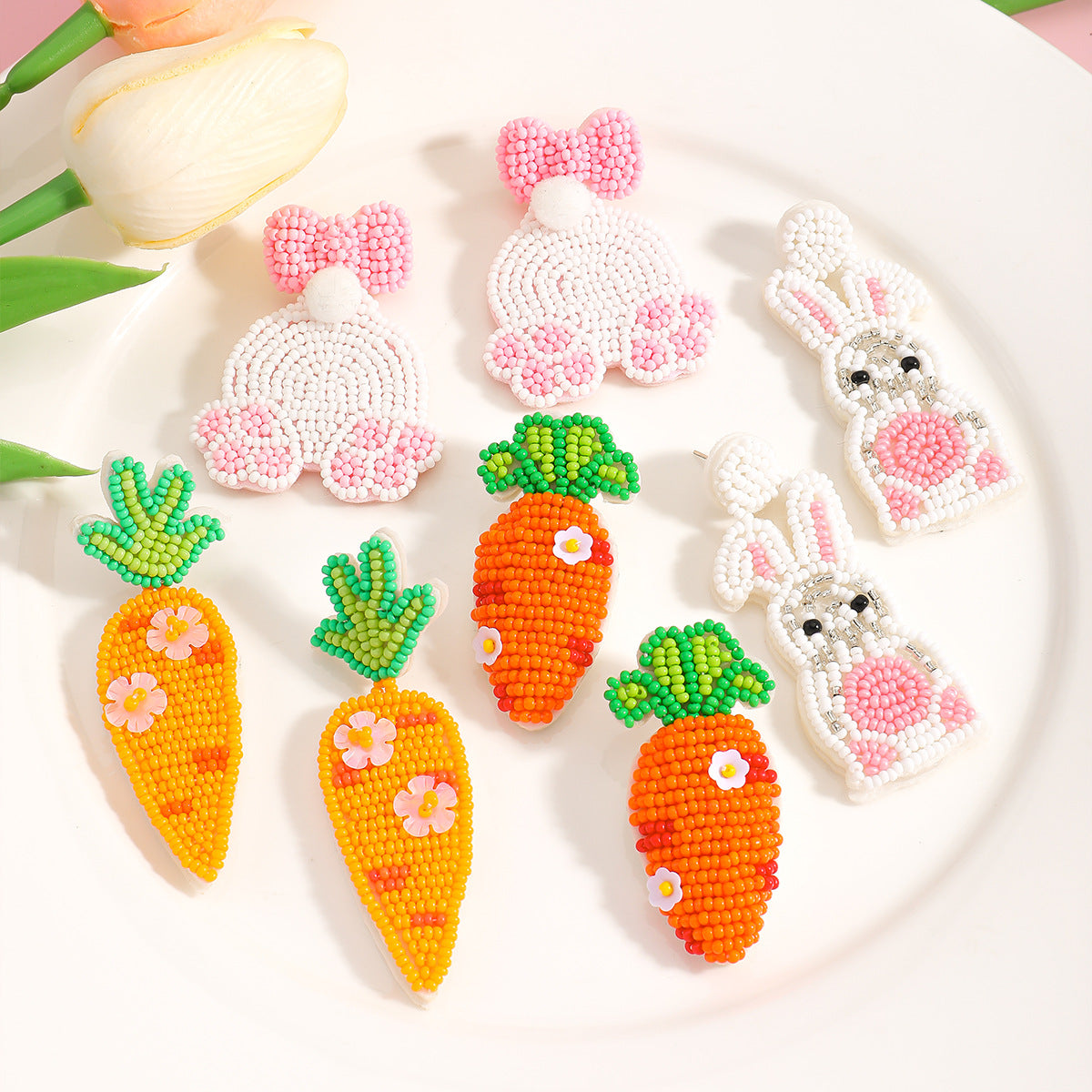 Cute Rabbit Earrings For Women, Plastic Material, Perfect For Easter Celebration