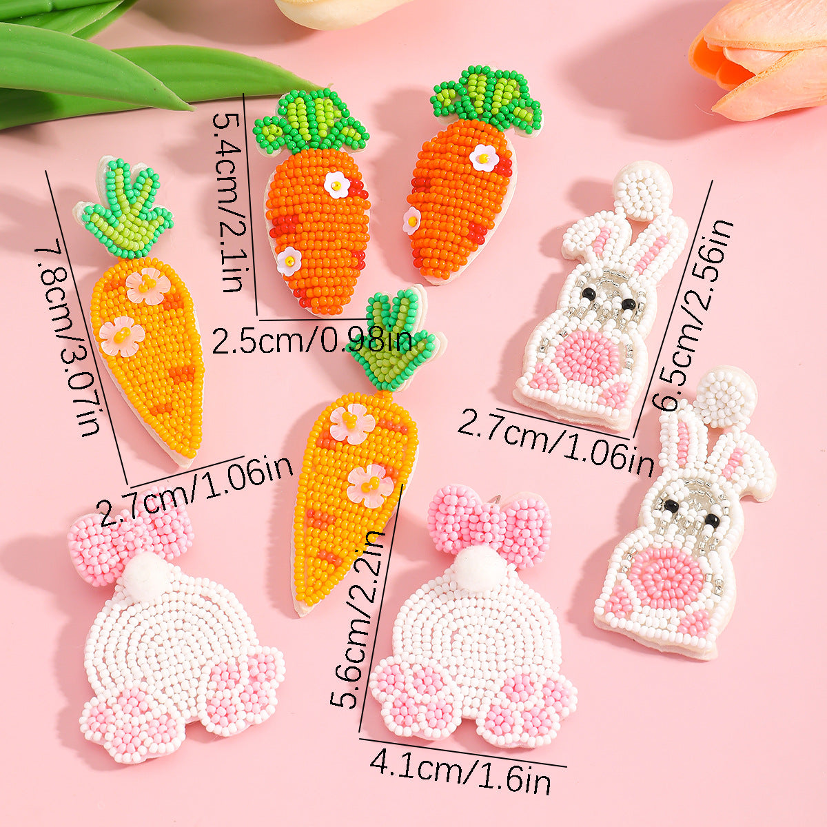 Cute Rabbit Earrings For Women, Plastic Material, Perfect For Easter Celebration