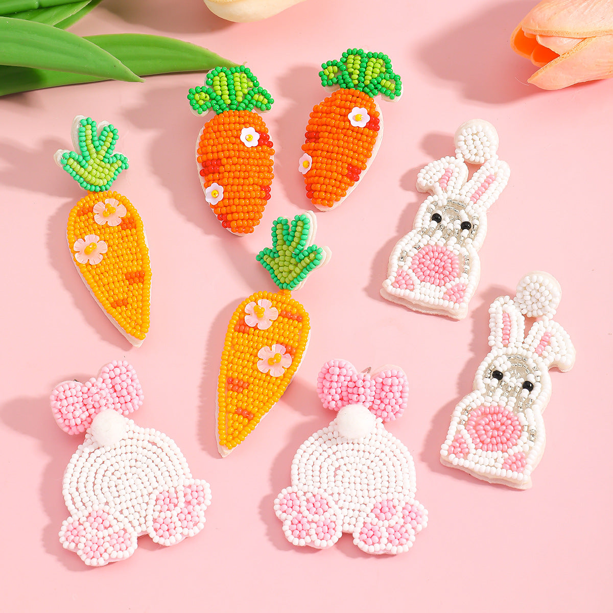 Cute Rabbit Earrings For Women, Plastic Material, Perfect For Easter Celebration