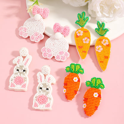 Cute Rabbit Earrings For Women, Plastic Material, Perfect For Easter Celebration
