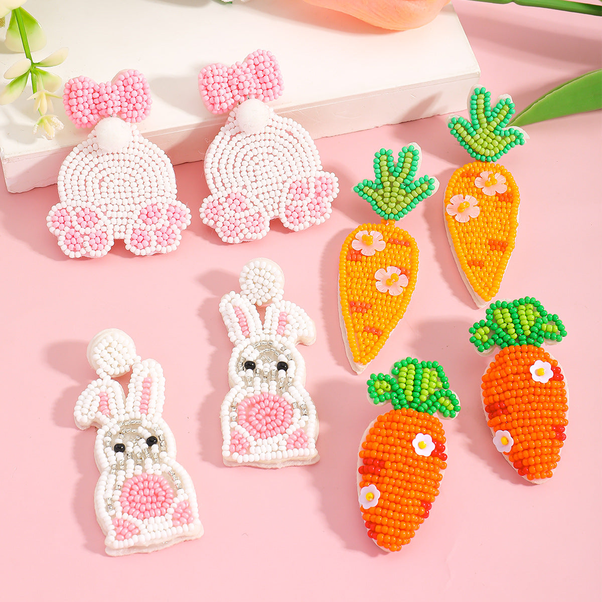 Cute Rabbit Earrings For Women, Plastic Material, Perfect For Easter Celebration