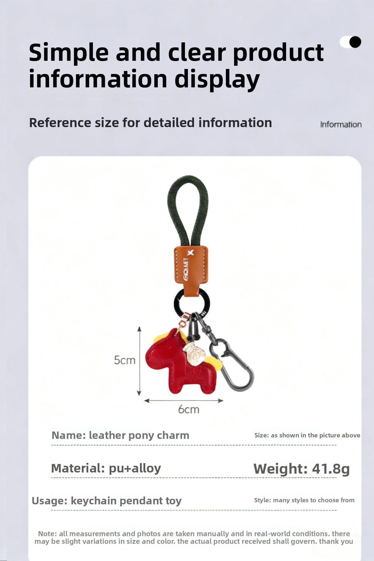 Horse Pattern Keychain Made Of Durable PU Leather, Stylish And Practical Accessory For Everyday Use