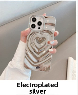 Heart Shape Phone Case For Apple Featuring Durable TPU Material In Silver Color
