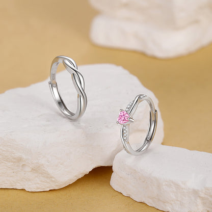 Heart Shape Ring For Women In 925 Sterling Silver With Pink Zircon Inlay