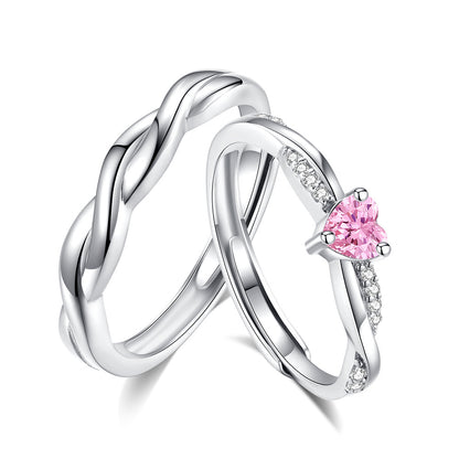 Heart Shape Ring For Women In 925 Sterling Silver With Pink Zircon Inlay
