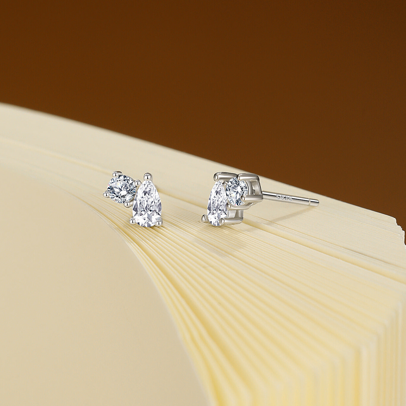 Round Stud Earrings For Women In 925 Sterling Silver Featuring Moissanite In Silver