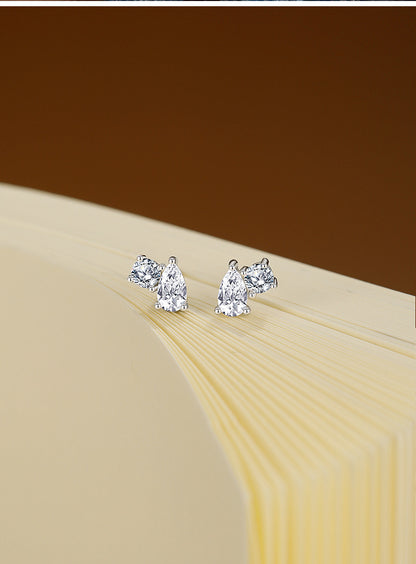 Round Stud Earrings For Women In 925 Sterling Silver Featuring Moissanite In Silver