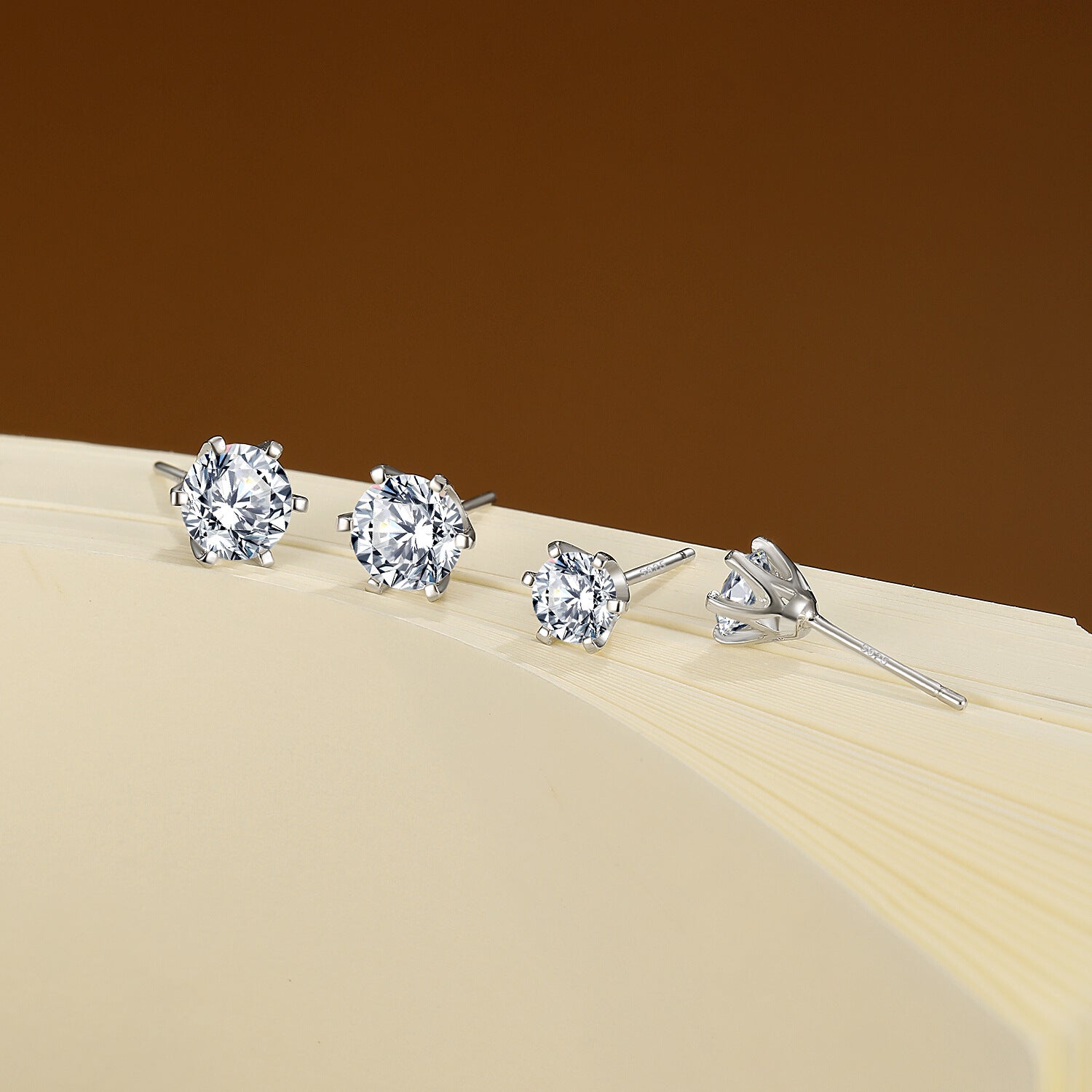 For Stud Earrings In 925 Sterling Silver, Silver Color, Classic And Elegant Design
