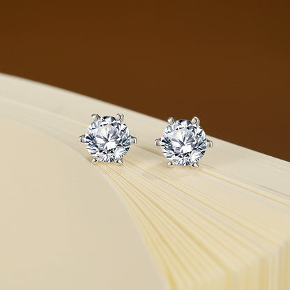 For Stud Earrings In 925 Sterling Silver, Silver Color, Classic And Elegant Design