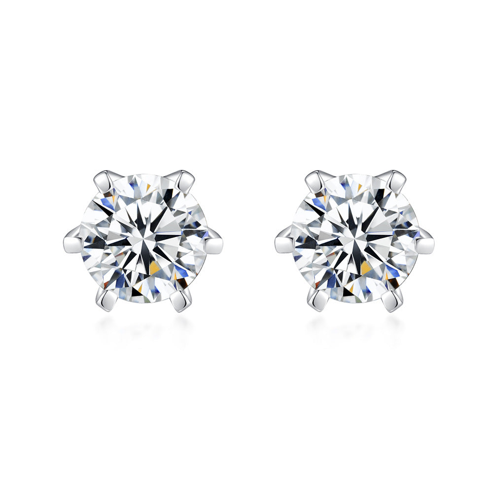 For Stud Earrings In 925 Sterling Silver, Silver Color, Classic And Elegant Design